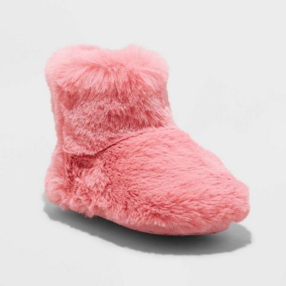 Cat & Jack Shoes Toddler Girls Dallas Fur Bootie Slippers Non Slip